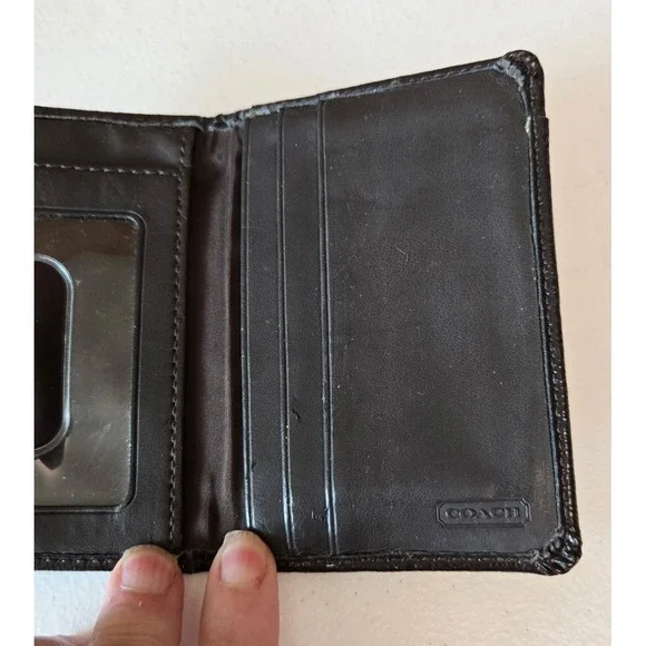 Coach Signature‎ C Monogram Wristlet Pouch Wallet Black Tan - Picture 9 of 11